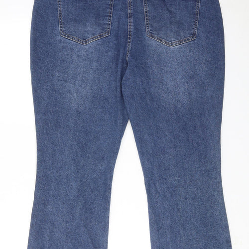 Damart Womens Blue Cotton Bootcut Jeans Size 14 Regular Zip