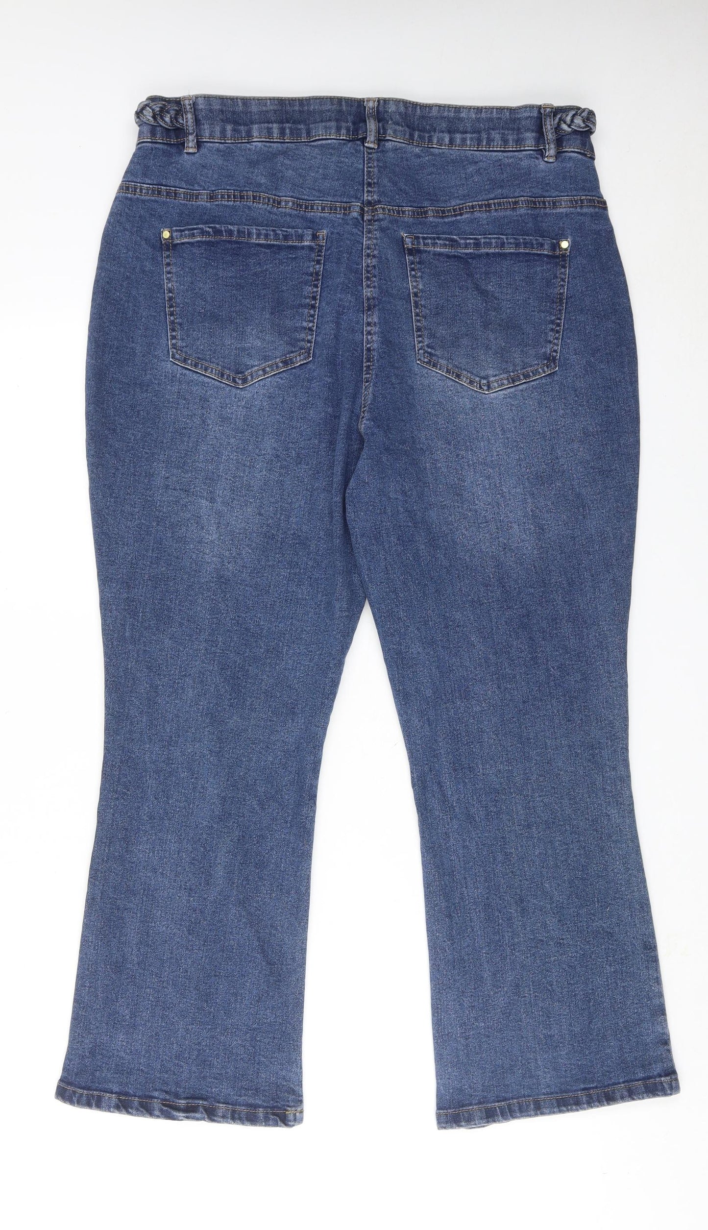 Damart Womens Blue Cotton Bootcut Jeans Size 14 Regular Zip