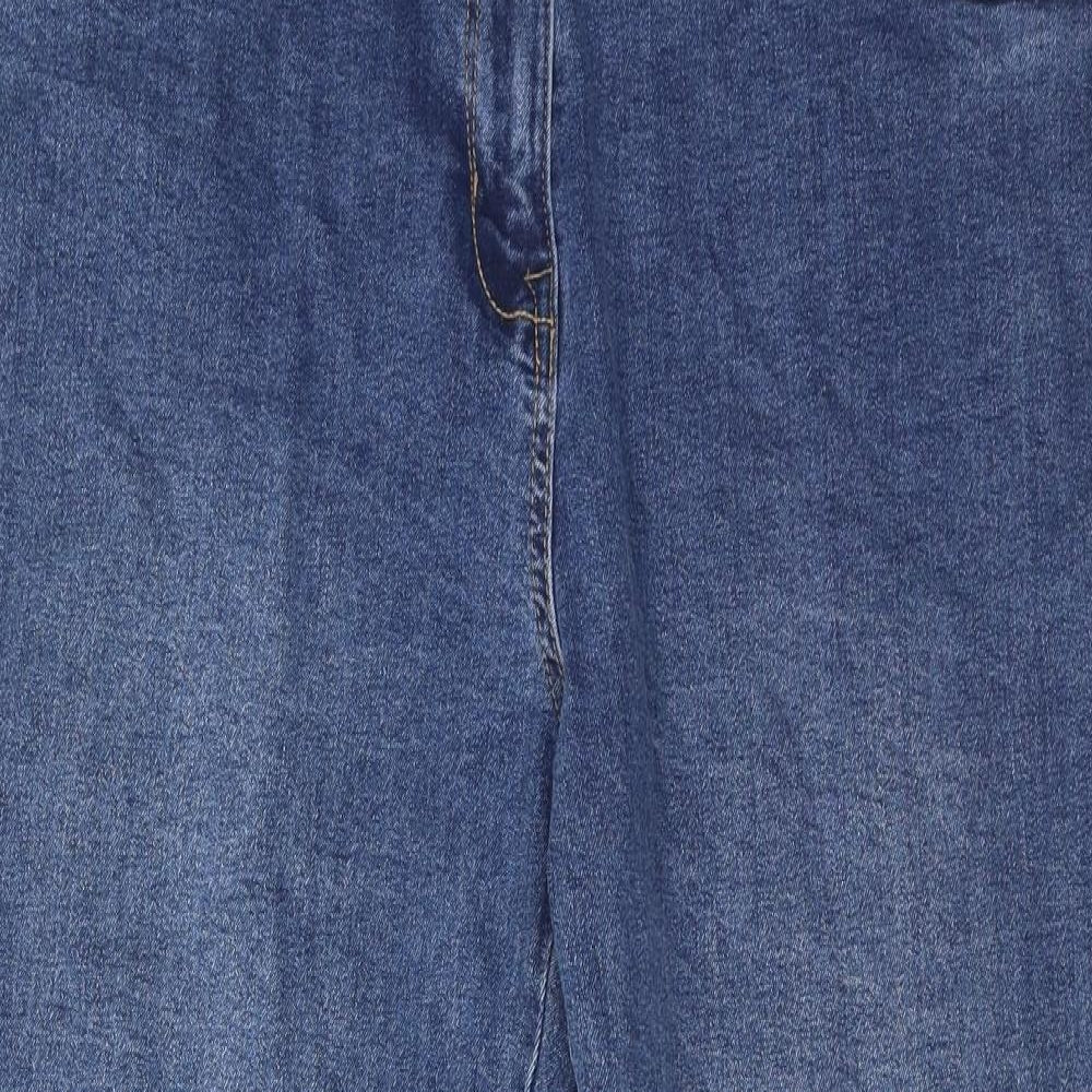 Damart Womens Blue Cotton Bootcut Jeans Size 14 Regular Zip