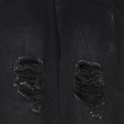 Boohoo Womens Black Cotton Tapered Jeans Size 18 Regular Zip