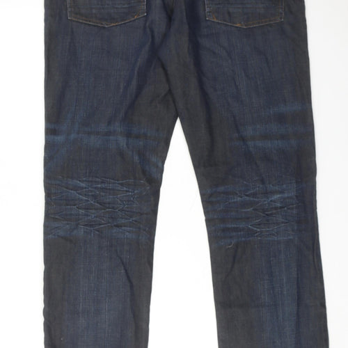 Topman Mens Blue Cotton Straight Jeans Size 36 in Slim Button