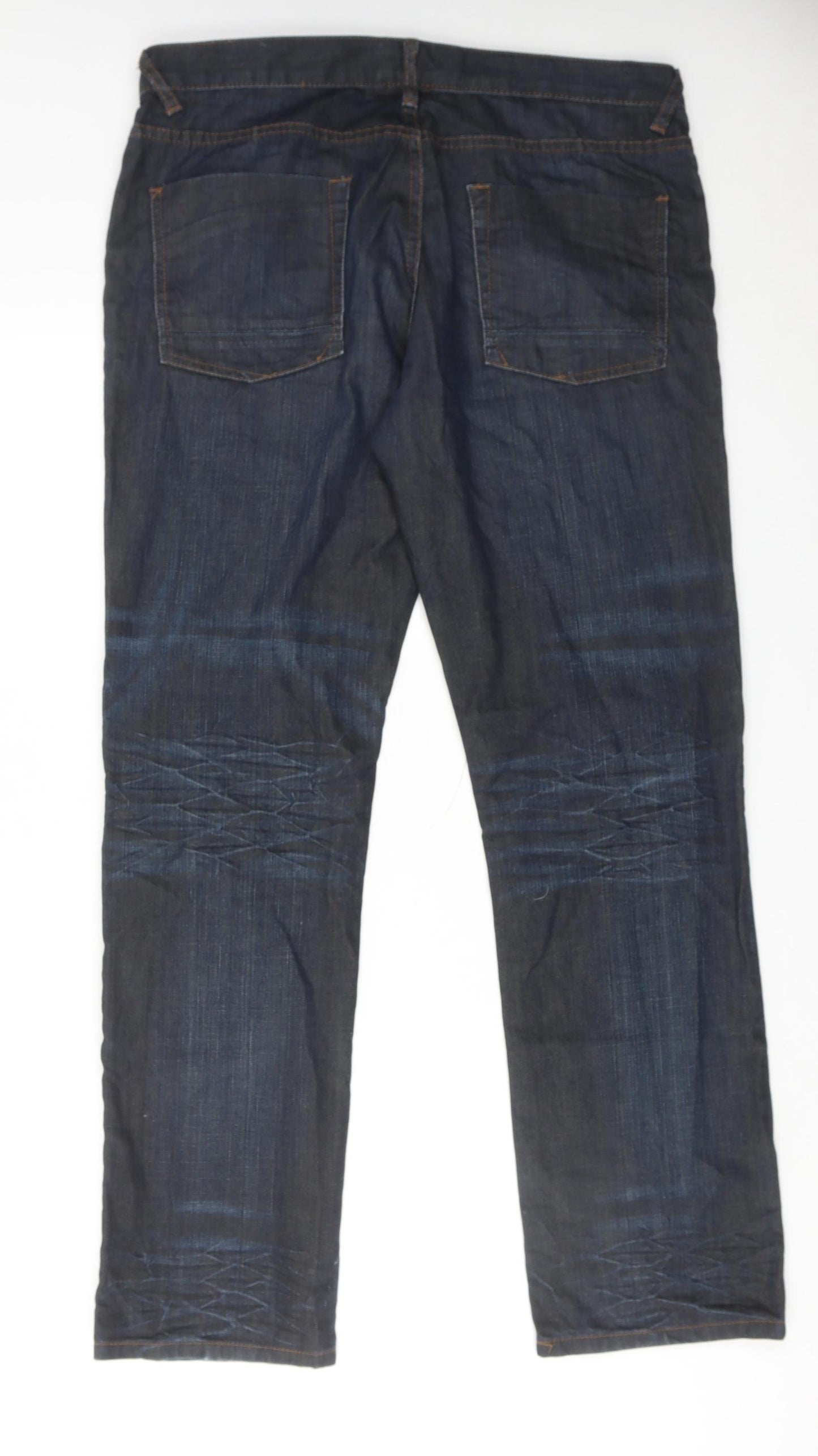 Topman Mens Blue Cotton Straight Jeans Size 36 in Slim Button
