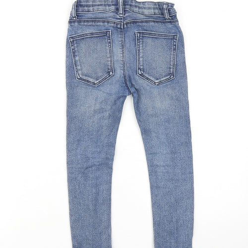 River Island Boys Blue Cotton Skinny Jeans Size 6 Years Regular Zip