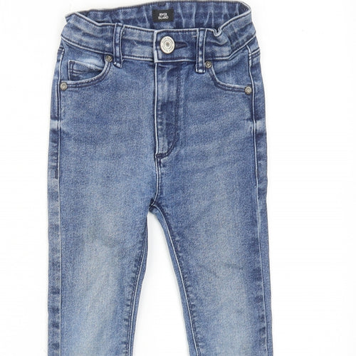 River Island Boys Blue Cotton Skinny Jeans Size 6 Years Regular Zip