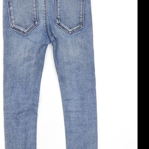 River Island Boys Blue Cotton Skinny Jeans Size 6 Years Regular Zip