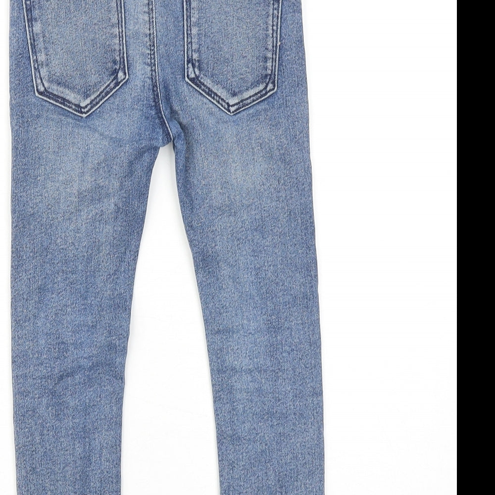 River Island Boys Blue Cotton Skinny Jeans Size 6 Years Regular Zip