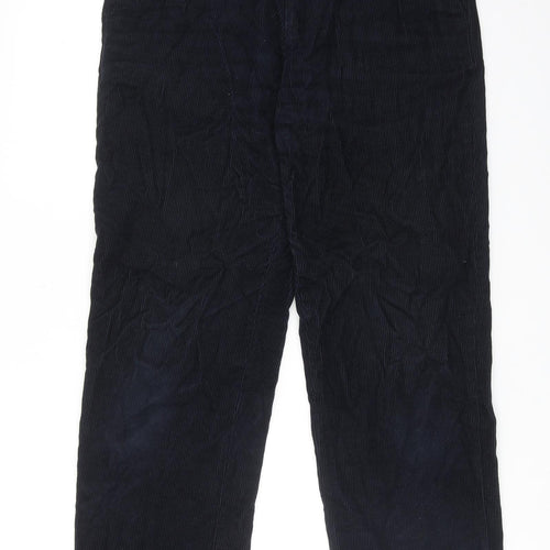 Marks and Spencer Mens Blue Cotton Trousers Size 32 in L33 in Regular Zip