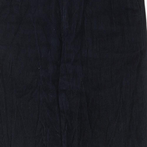 Marks and Spencer Mens Blue Cotton Trousers Size 32 in L33 in Regular Zip