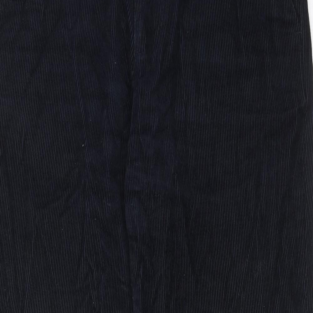 Marks and Spencer Mens Blue Cotton Trousers Size 32 in L33 in Regular Zip