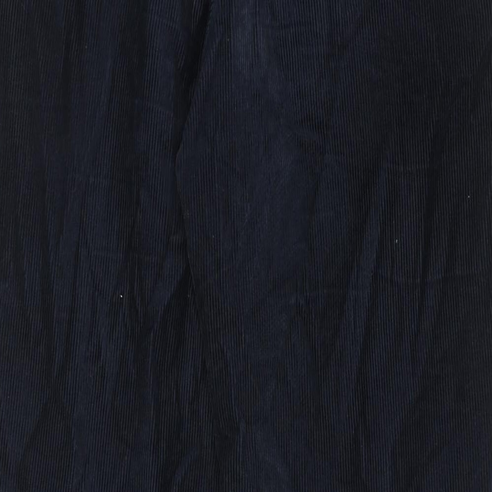 Marks and Spencer Mens Blue Cotton Trousers Size 32 in L33 in Regular Zip