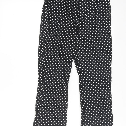 ASOS Womens Black Polka Dot Cotton Trousers Size XS Regular Hook & Eye