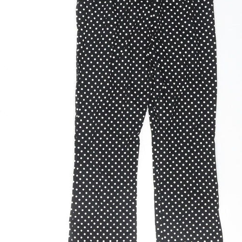 ASOS Womens Black Polka Dot Cotton Trousers Size XS Regular Hook & Eye