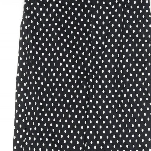 ASOS Womens Black Polka Dot Cotton Trousers Size XS Regular Hook & Eye