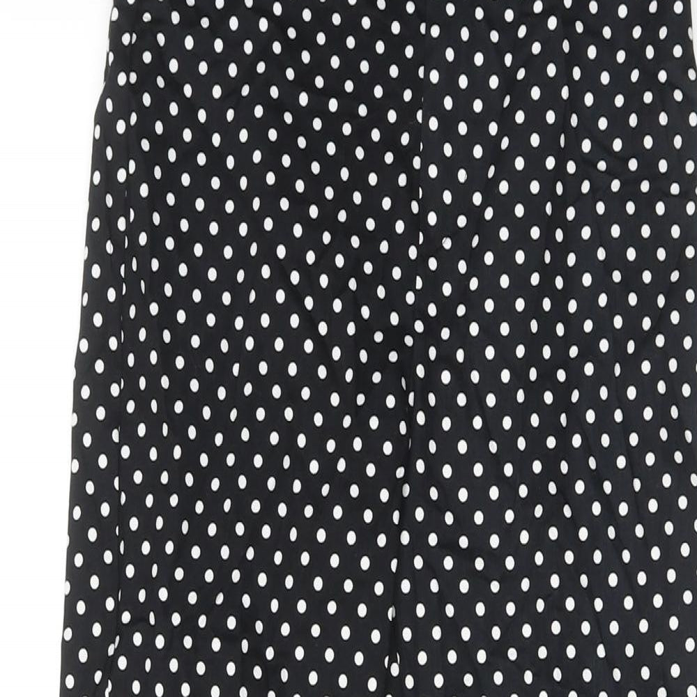 ASOS Womens Black Polka Dot Cotton Trousers Size XS Regular Hook & Eye