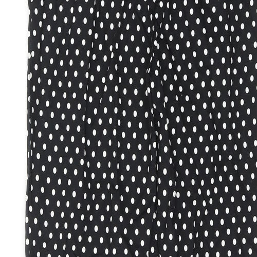 ASOS Womens Black Polka Dot Cotton Trousers Size XS Regular Hook & Eye