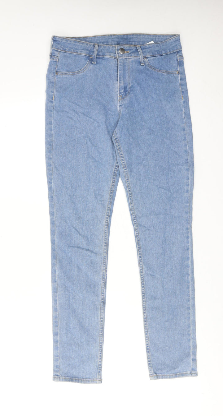 H&M Womens Blue Cotton Skinny Jeans Size 28 in Regular Zip