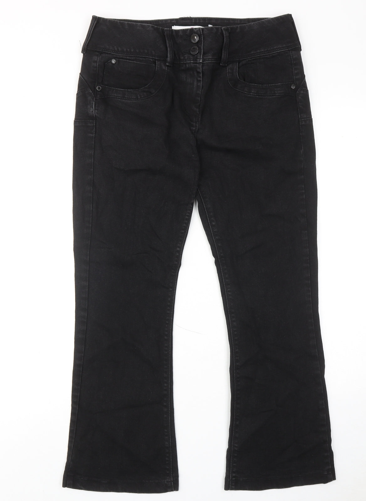 Jasper Conran Womens Black Cotton Bootcut Jeans Size 14 Regular Zip