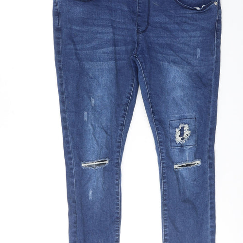 Boohoo Womens Blue Cotton Skinny Jeans Size 12 Regular