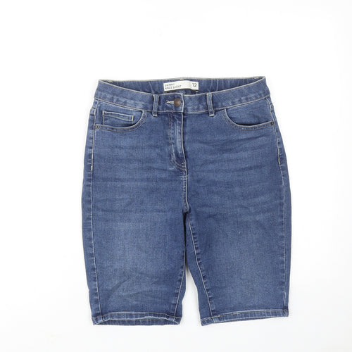 NEXT Womens Blue Cotton Bermuda Shorts Size 12 Regular Zip
