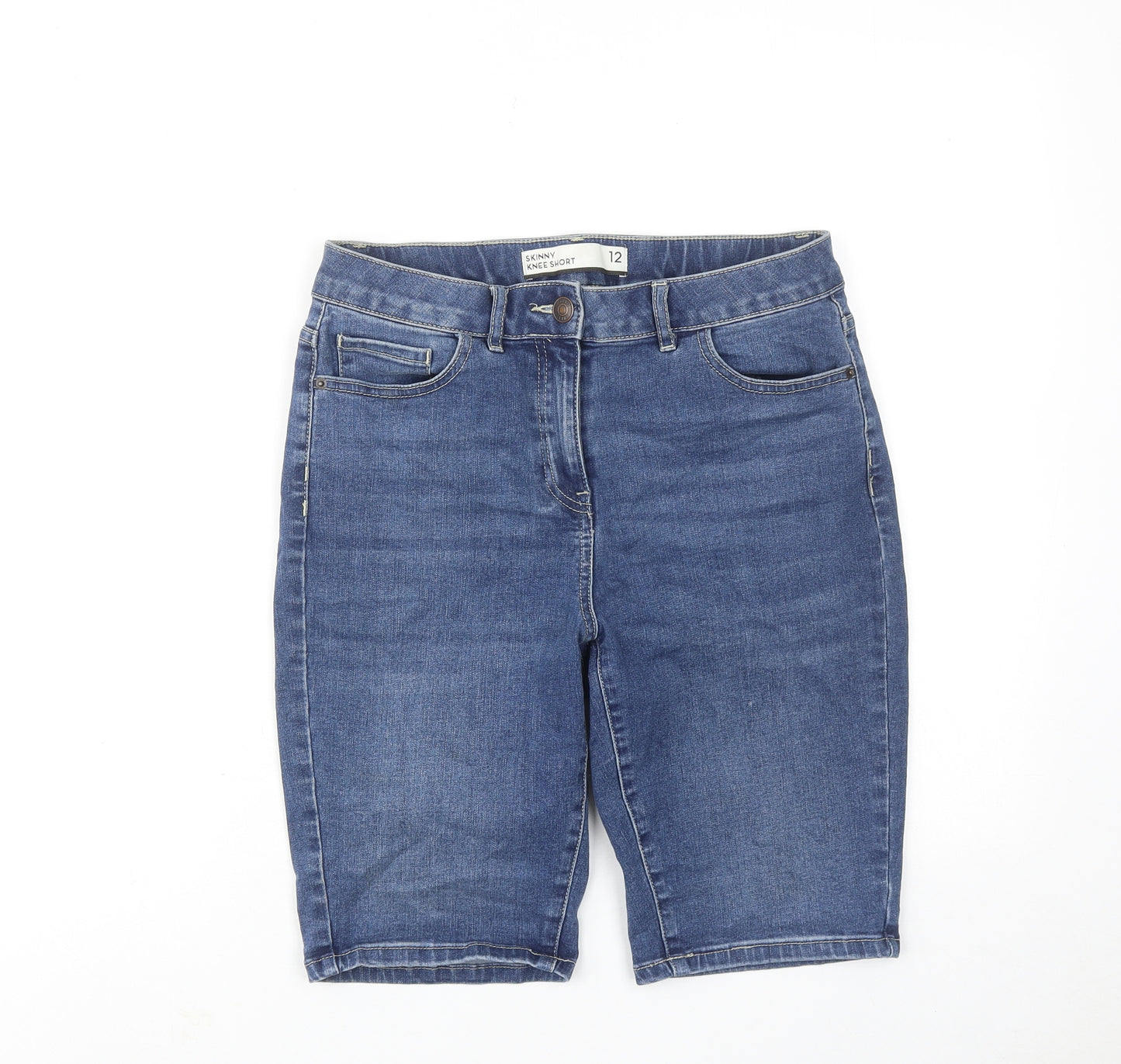 NEXT Womens Blue Cotton Bermuda Shorts Size 12 Regular Zip