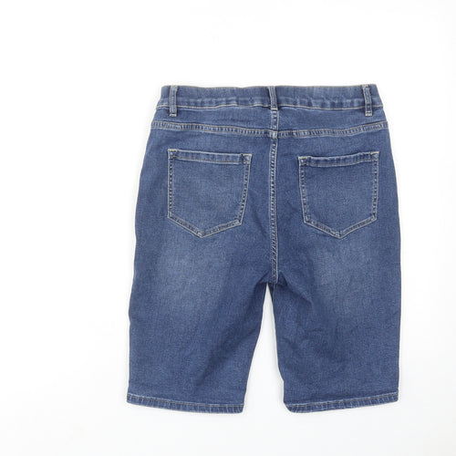 NEXT Womens Blue Cotton Bermuda Shorts Size 12 Regular Zip