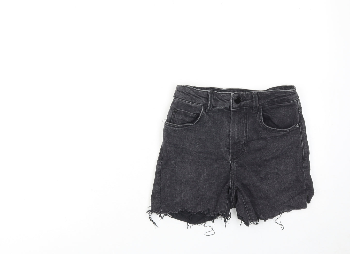 Mossimo Dutti Womens Black Cotton Mom Shorts Size 6 Regular Zip