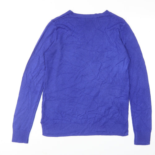 Marks and Spencer Womens Blue Round Neck Acrylic Pullover Jumper Size 10