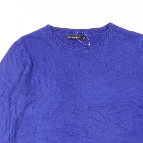Marks and Spencer Womens Blue Round Neck Acrylic Pullover Jumper Size 10
