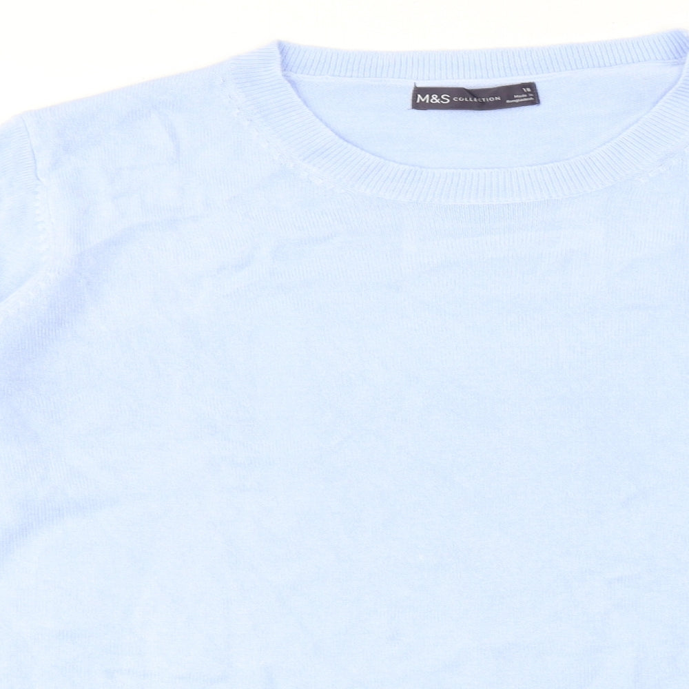 Marks and Spencer Womens Blue Round Neck Acrylic Pullover Jumper Size 18