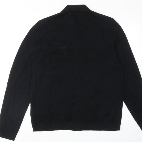 Autograph Mens Black Cotton Button-Up Size L Collared Button
