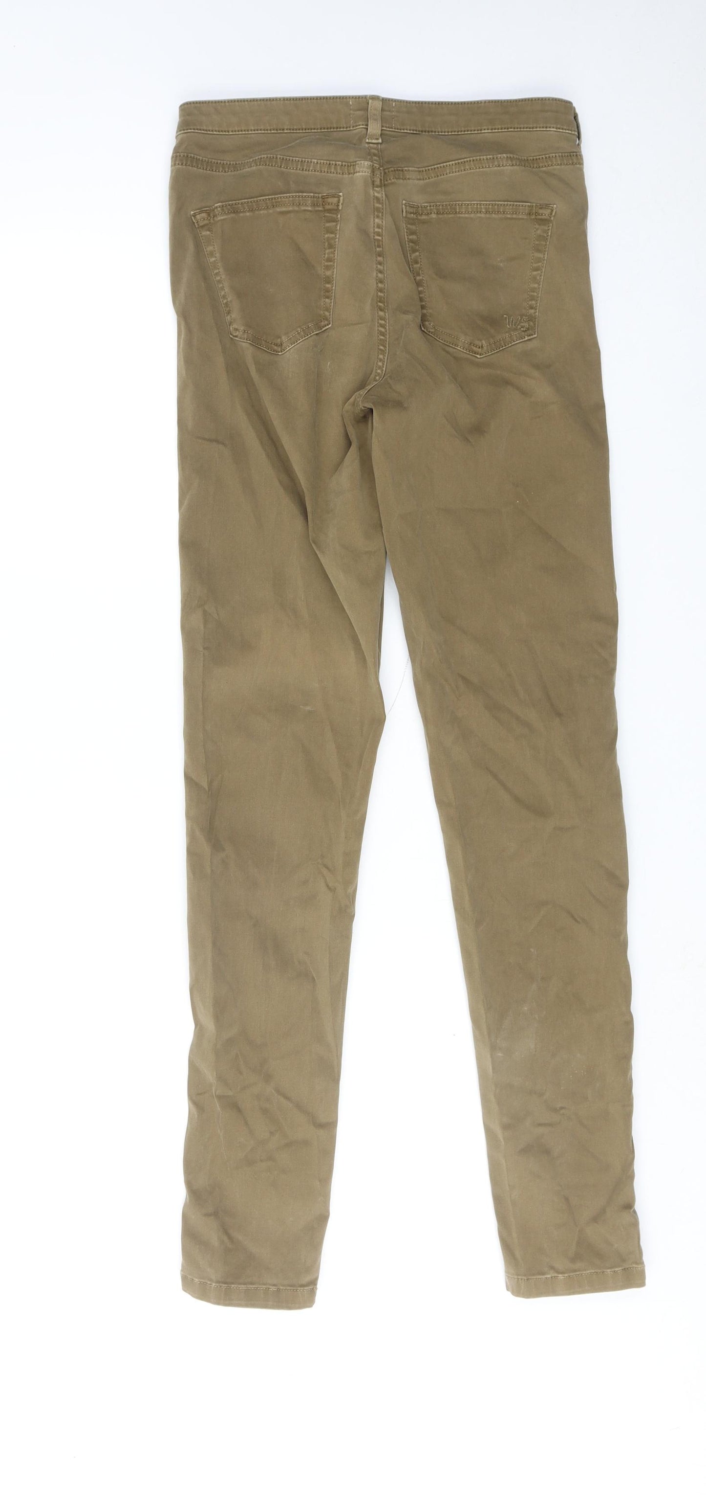 White Stuff Womens Green Cotton Skinny Jeans Size 8 Regular Zip