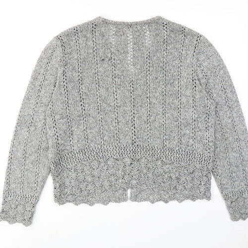 Anne Cramond Womens Grey V-Neck Cotton Cardigan Jumper Size L