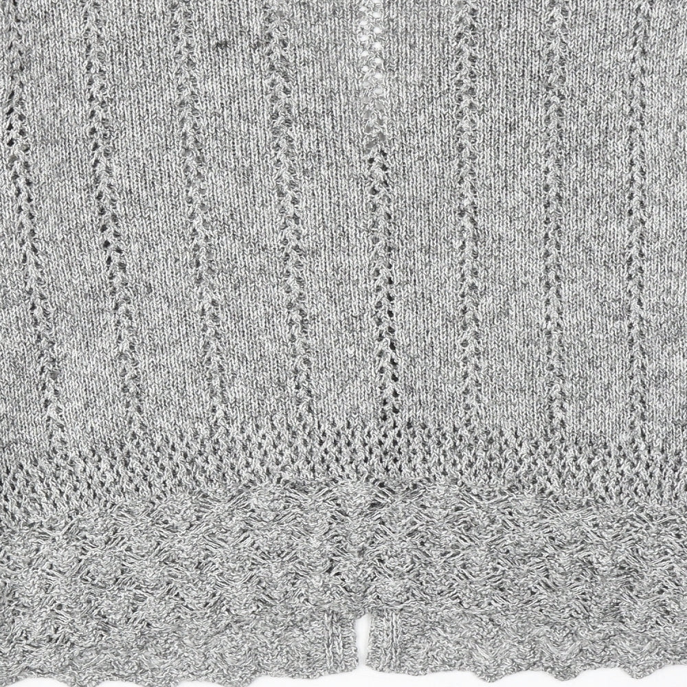 Anne Cramond Womens Grey V-Neck Cotton Cardigan Jumper Size L