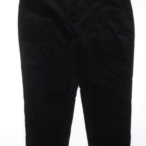 Marks and Spencer Womens Black Cotton Trousers Size 18 Regular Zip