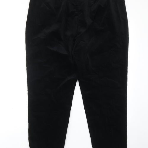Marks and Spencer Womens Black Cotton Trousers Size 18 Regular Zip