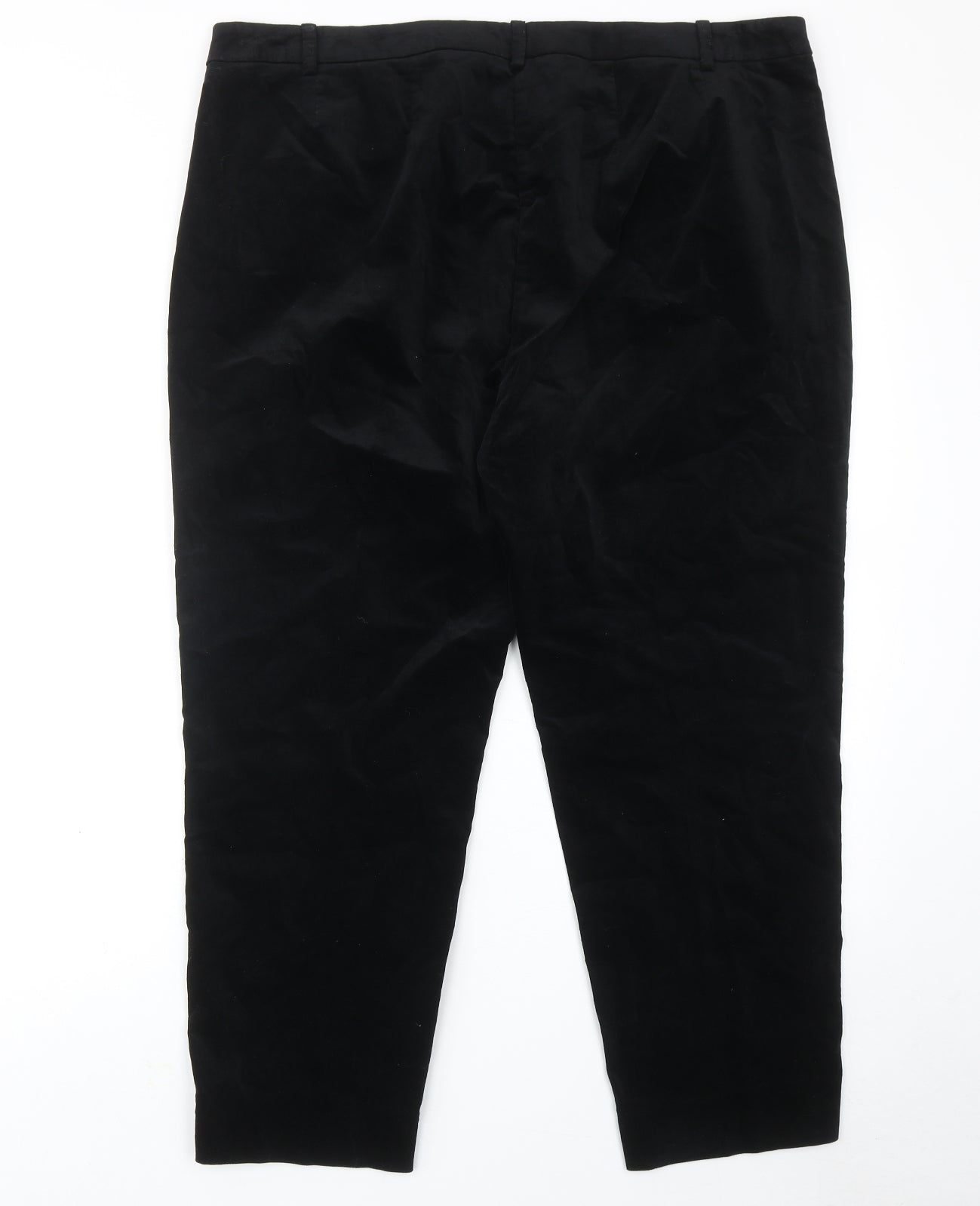 Marks and Spencer Womens Black Cotton Trousers Size 18 Regular Zip