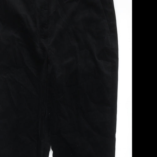 Marks and Spencer Womens Black Cotton Trousers Size 18 Regular Zip