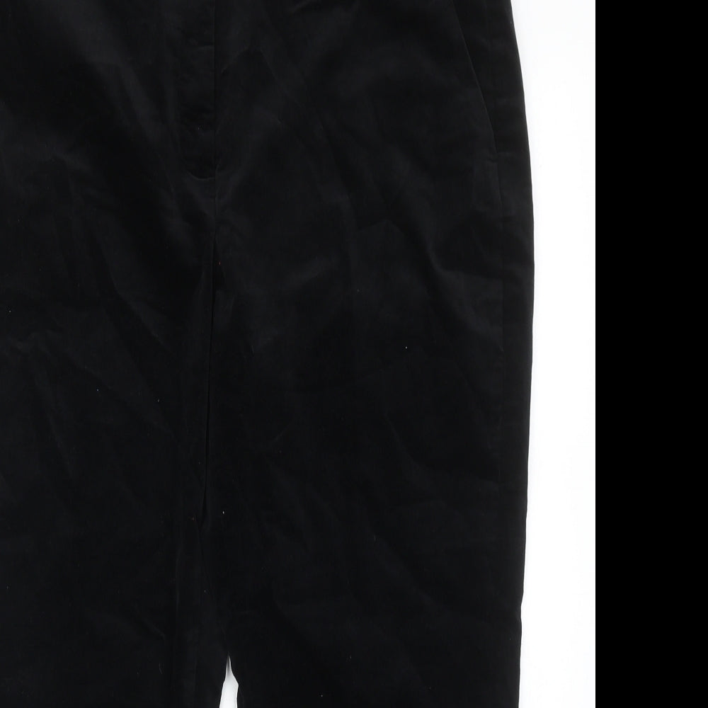 Marks and Spencer Womens Black Cotton Trousers Size 18 Regular Zip