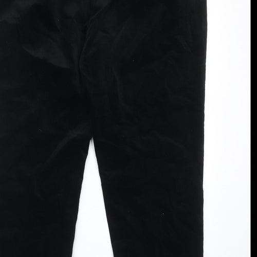 Marks and Spencer Womens Black Cotton Trousers Size 18 Regular Zip