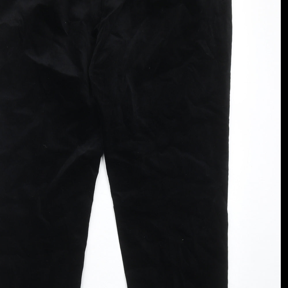 Marks and Spencer Womens Black Cotton Trousers Size 18 Regular Zip