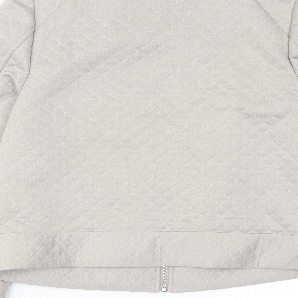 Marks and Spencer Womens Grey Argyle/Diamond Polyester Bomber Jacket Jacket Size 12 Zip