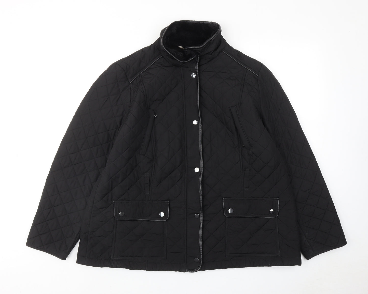 Marks and Spencer Womens Black Quilted Jacket Size 22 Zip