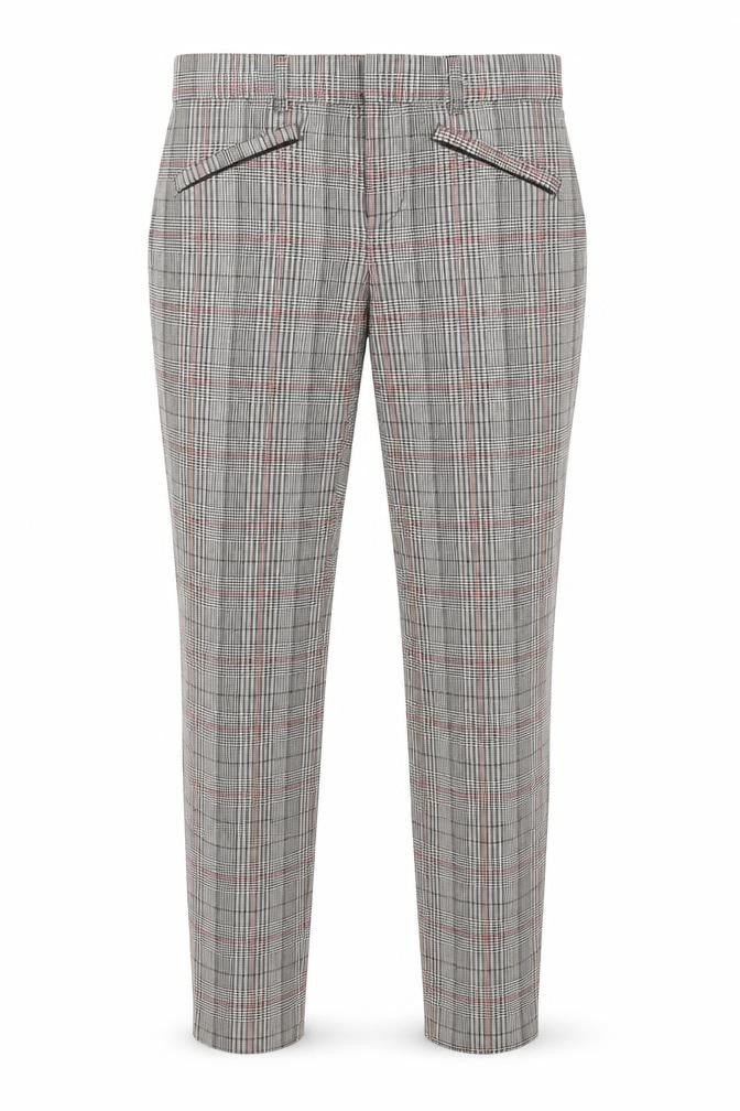 Front view of Gap women’s grey plaid cotton trousers, size UK 4, regular hook & eye