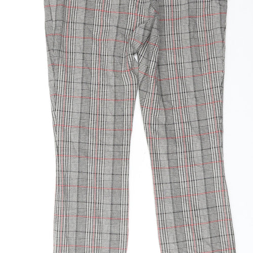 Gap Womens Grey Plaid Cotton Trousers Size 4 Regular Hook & Eye