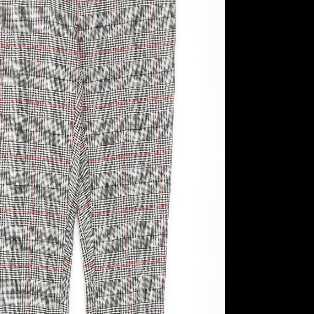 Gap Womens Grey Plaid Cotton Trousers Size 4 Regular Hook & Eye