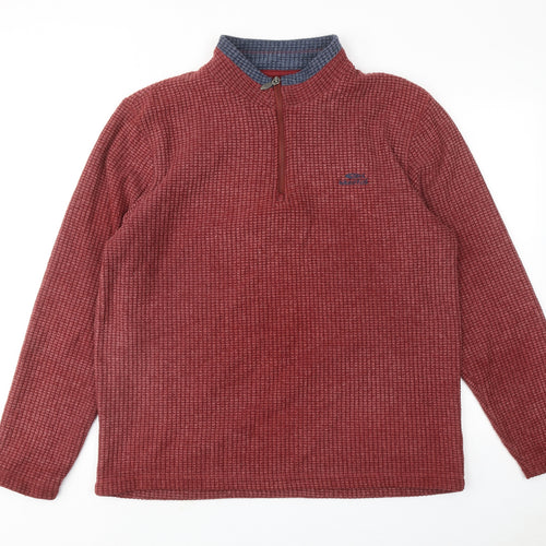 Weird Fish Mens Red Polyester Henley Sweatshirt Size L