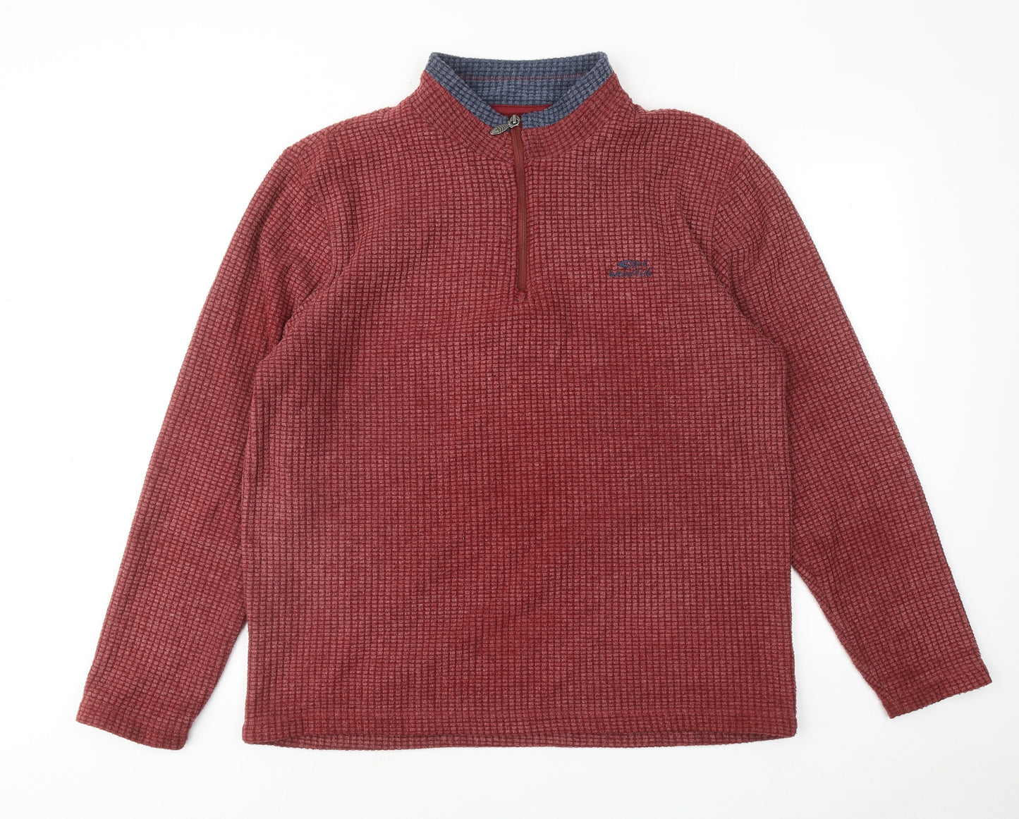 Weird Fish Mens Red Polyester Henley Sweatshirt Size L