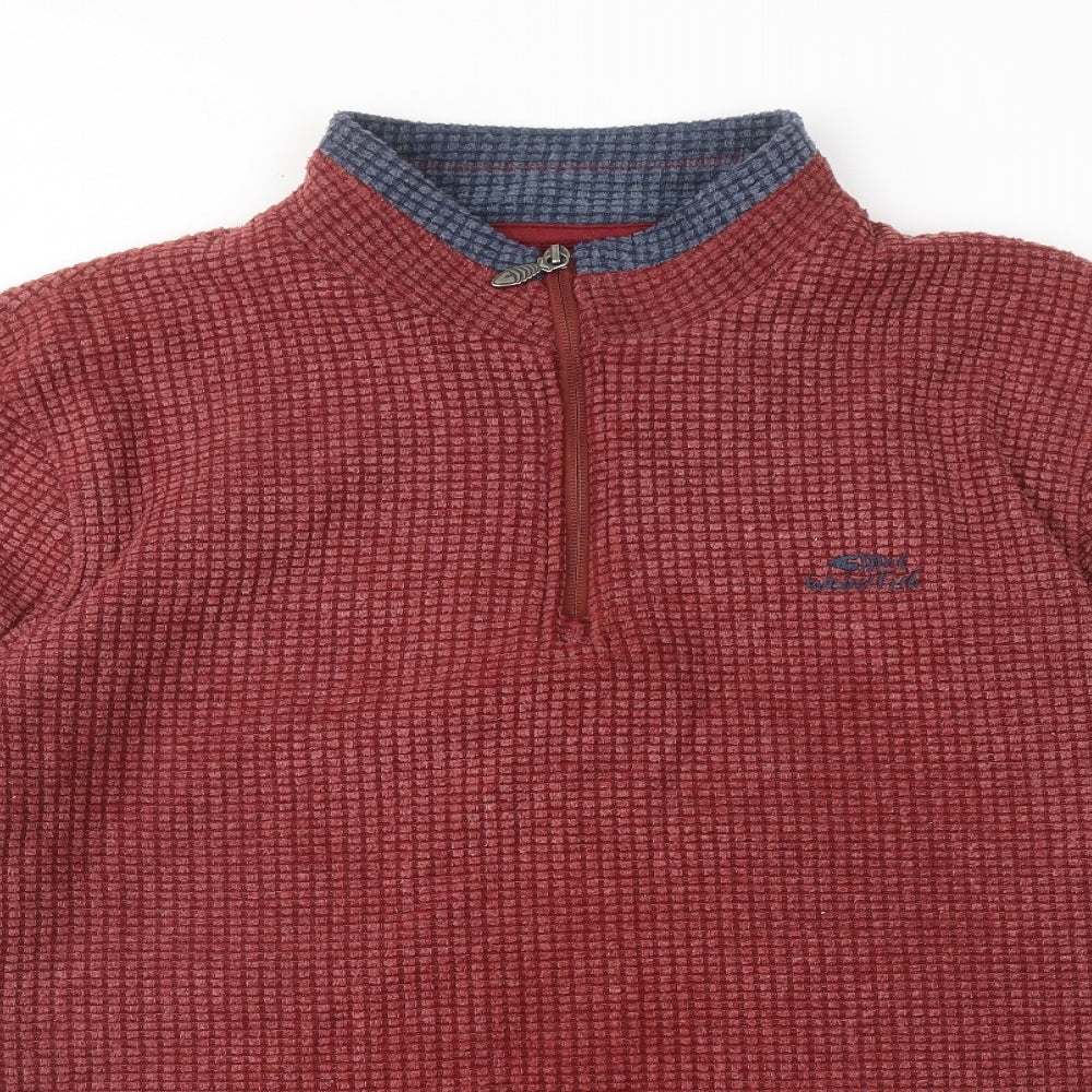 Weird Fish Mens Red Polyester Henley Sweatshirt Size L
