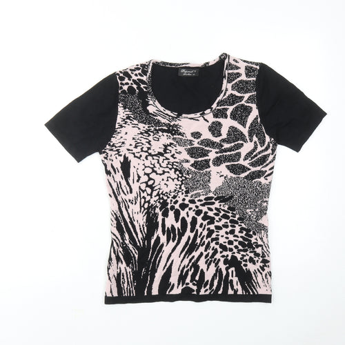 Lahaveil Womens Pink Round Neck Animal Print Viscose Pullover Jumper Size M - Size M-L Leopard Print