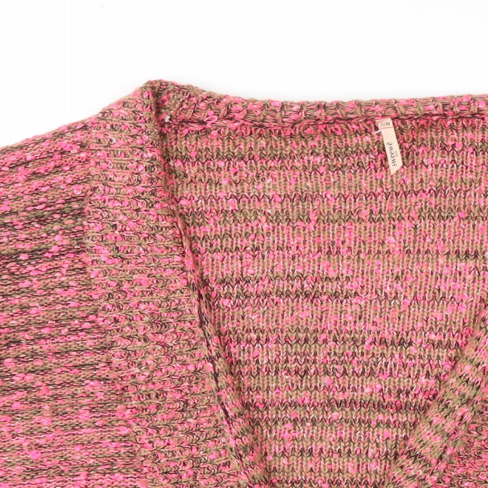 Sweewë Womens Pink V-Neck Acrylic Cardigan Jumper Size S